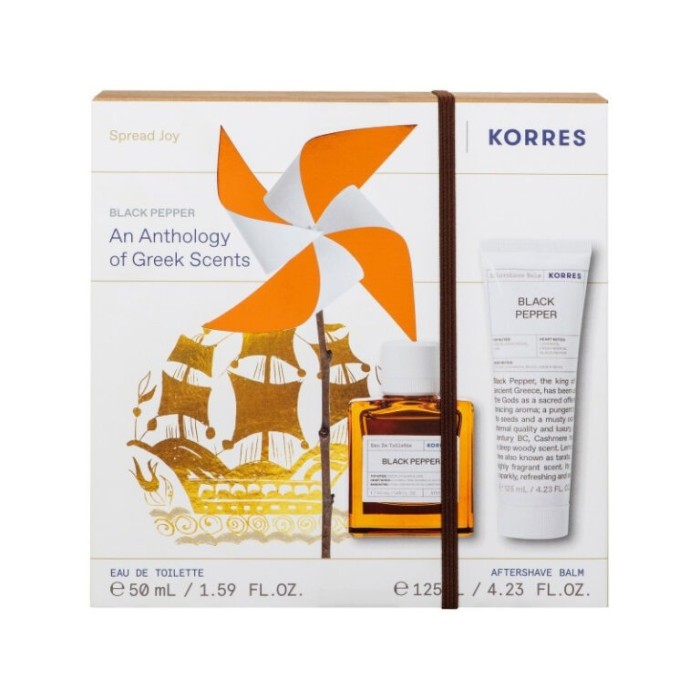 Korres Promo Black Pepper Eau De Toilette 50ml & Aftershave Balm 125ml