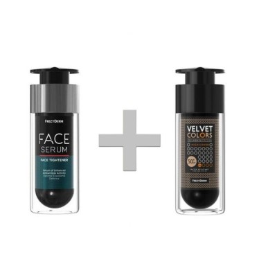 FREZYDERM PROMO  FACE SERUM  TIGHTENER- Ορός σύσφιγξης και επαναπροσδιορισμού περιγράμματος 30ml   & Velvet Colors HIGH COVER - Ματ Καλυπτικό Foundation 30ml