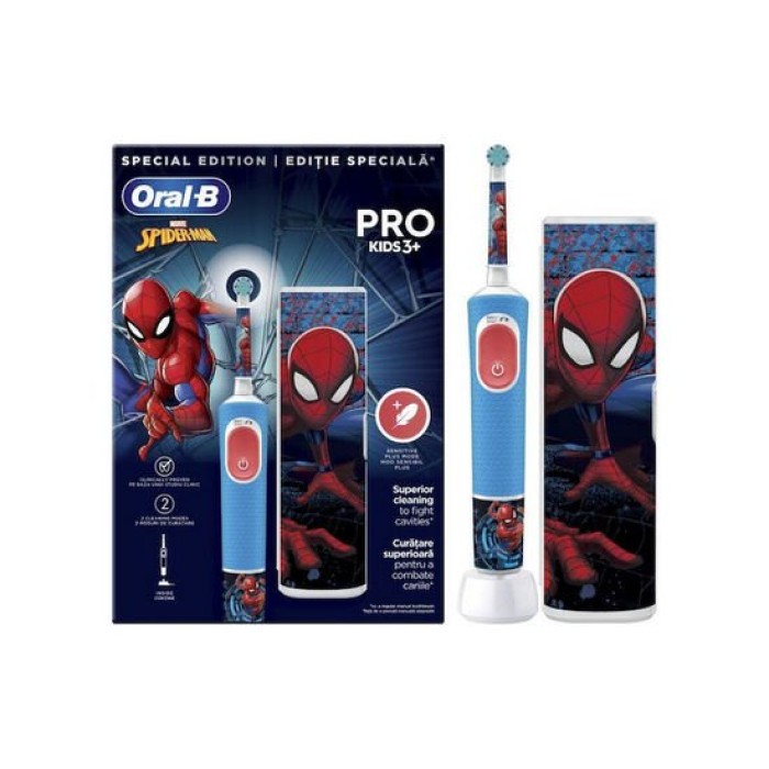 Oral-B Pro Kids 3+ Παιδική Ηλεκτρική Οδοντόβουρτσα Spiderman  με Θήκη Ταξιδίου