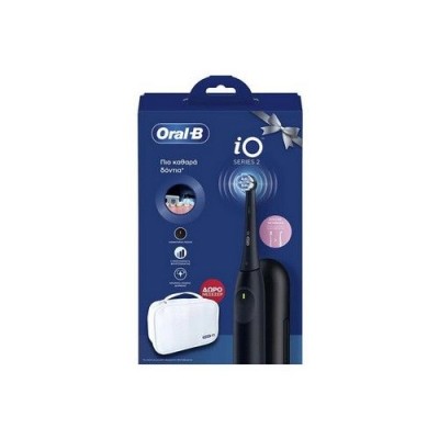 Oral-B iO Series 2 Black Ηλεκτρική Οδοντόβουρτσα με Αισθητήρα Πίεσης, Θήκη Ταξιδίου & Δώρο Νεσεσέρ 