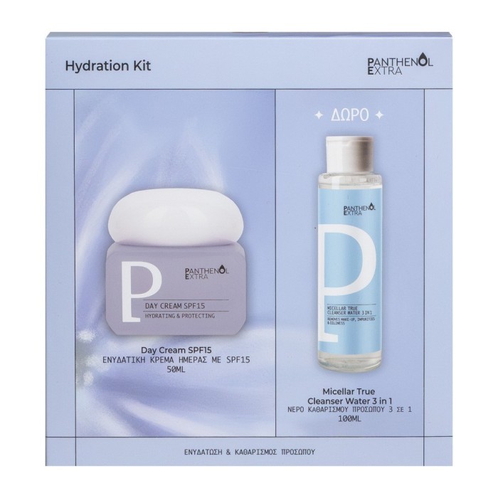 Panthenol Extra Promo Hydration Kit Day Cream SPF15, 50ml &  Micellar True Cleanser Water 3in1, 100ml