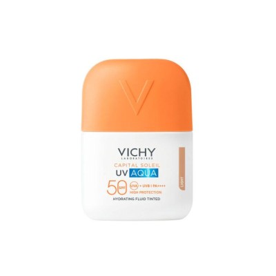 Vichy Capital Soleil UV SPF50 Aqua Λεπτόρρευστο Ενυδατικό Αντηλιακό Προσώπου με Χρώμα Light, 50ml