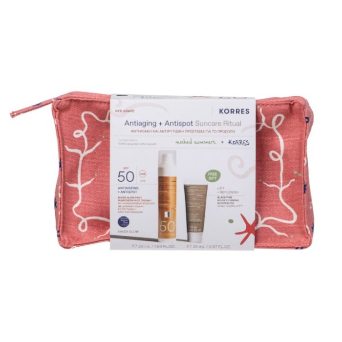 Korres Promo Antiaging & Antispot Suncare Ritual Red Grape Sheer Glow 50ml Αντηλιακή Κρέμα Προσώπου SPF50 & Black Pine Day Cream 20ml Κρέμα Ημέρας για Σύσφιξη & Lifting