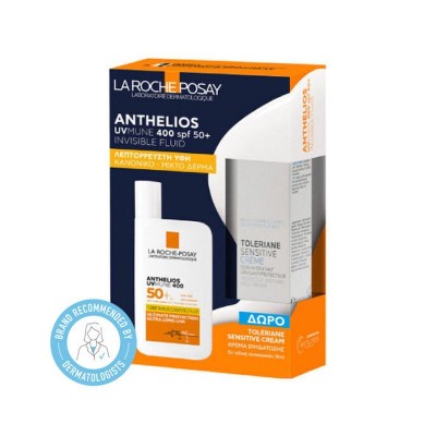 LA ROCHE POSAY Anthelios UV Mune 400 lnvisible Fluid SPF50+ 50ml  & ΔΩΡΟ Ενυδατική Κρέμα Toleriane Sensitive - 15ml
