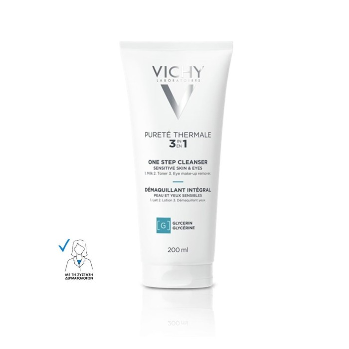 Vichy Γαλάκτωμα Ντεμακιγιάζ Purete Thermale 3 in 1 One Step Cleanser για Ευαίσθητες Επιδερμίδες 200ml