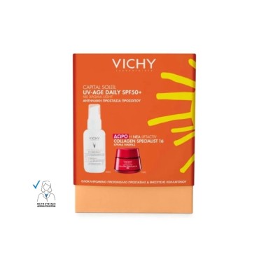 Vichy Promo Pack Capital Soleil UV-Age Daily Fluid με Χρώμα Light SPF50+ 40ml & ΔΩΡΟ Liftactiv Collagen Specialist 16 Day Cream