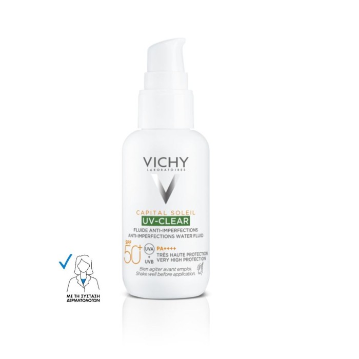 Vichy Capital Soleil UV-Clear Αντηλιακή Λοσιόν Προσώπου SPF50  Κατά των Ατελειών 40ml