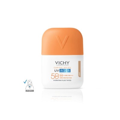 Vichy Capital Soleil UV SPF50 Aqua Λεπτόρρευστο Ενυδατικό Αντηλιακό Προσώπου με Χρώμα Light, 50ml