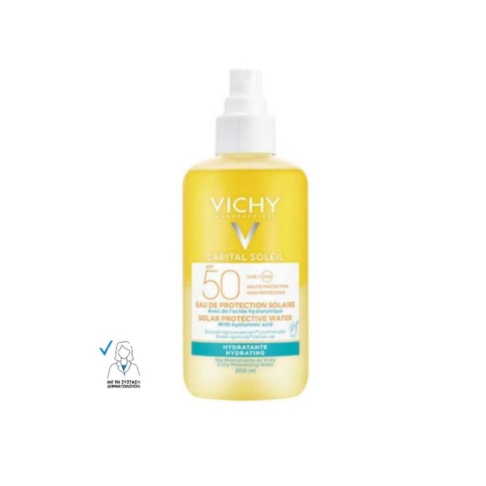 Vichy Capital Soleil Solar Protective Water with Hyaluronic Acid Αδιάβροχη Αντηλιακή Λοσιόν για το Σώμα SPF50 σε Spray 200ml
