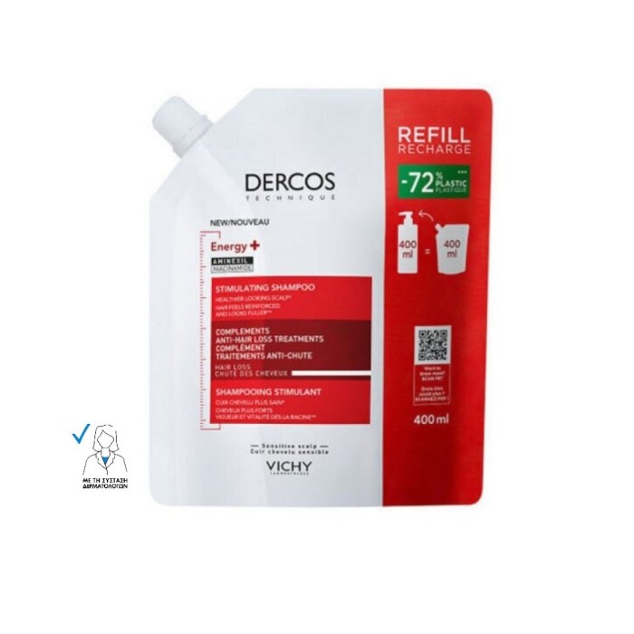 Vichy Dercos Energising Refill Σαμπουάν κατά της Τριχόπτωσης για Όλους τους Τύπους Μαλλιών 400ml