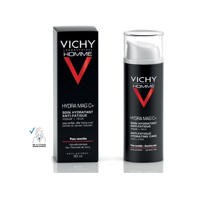 Vichy Homme Hydra Mag C+ 24ωρο Ενυδατικό Ανδρικό Gel Προσώπου - Ματιών  με Βιταμίνη C και Μαγνήσιο  50ml