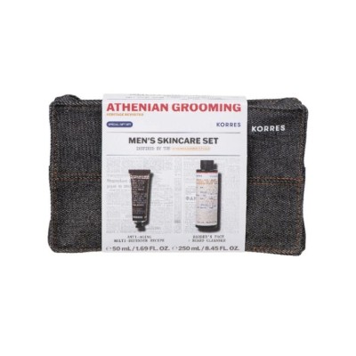 Korres Promo Μen Care Athenian Grooming Αντιγηραντική Κρέμα Προσώπου & Ματιών 50ml, Gel Καθαρισμού για Πρόσωπο & Γένια 250ml & Δώρο Νεσεσέρ