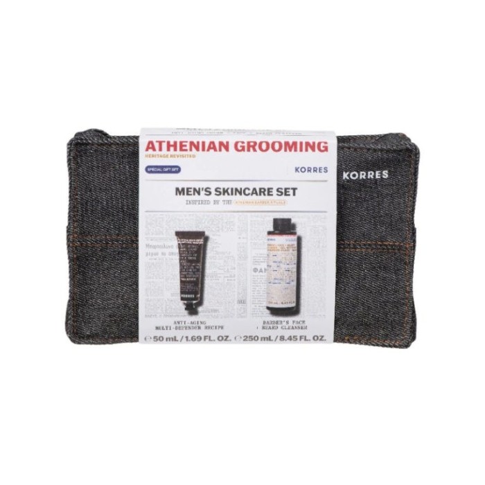 Korres Promo Μen Care Athenian Grooming Αντιγηραντική Κρέμα Προσώπου & Ματιών 50ml, Gel Καθαρισμού για Πρόσωπο & Γένια 250ml & Δώρο Νεσεσέρ