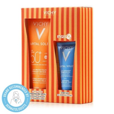 VICHY Capital Soleil Ενυδατικό Αντηλιακό Γαλάκτωμα Σώματος SPF50+ 300ml με ΔΩΡΟ After Sun για Πρόσωπο & Σώμα 100ml