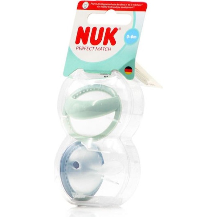 Nuk Πιπίλες Σιλικόνης Blue -Green  0-6 μηνών 2 τεμαχια