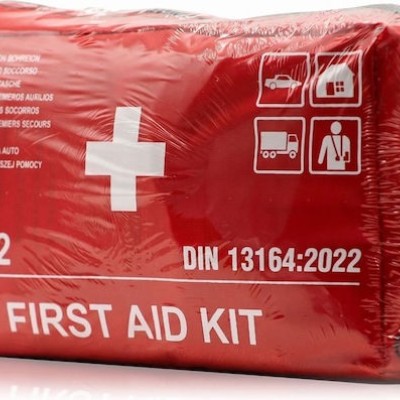 KM KFZ Verbandtasche Compact Rot- Φαρμακείο Αυτοκινήτου με Πιστοποίηση DIN 13164:2022