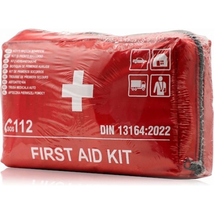 KM KFZ Verbandtasche Compact Rot- Φαρμακείο Αυτοκινήτου με Πιστοποίηση DIN 13164:2022