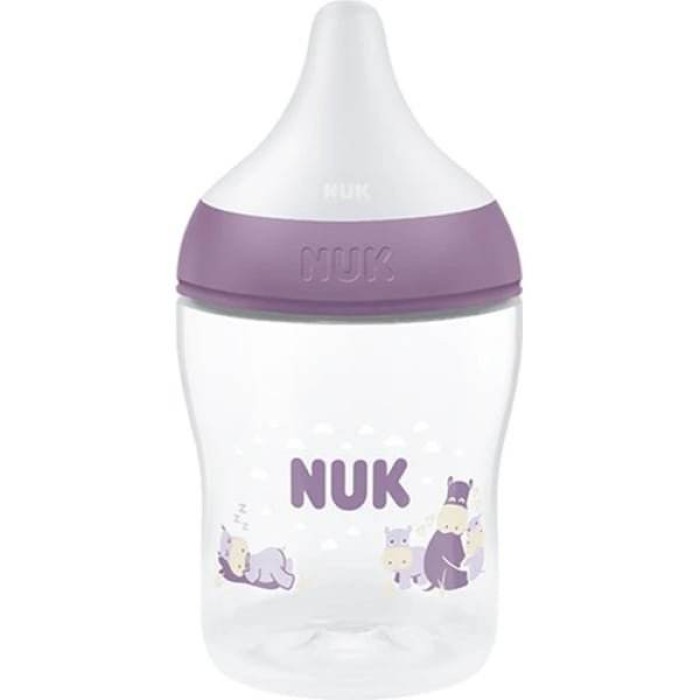 NUK Perfect Match Αnti-Colic Πλαστικό Μπιμπερό με Δείκτη Ελέγχου Θερμοκρασίας Ιπποπόταμος Μωβ 0m+, 150ml