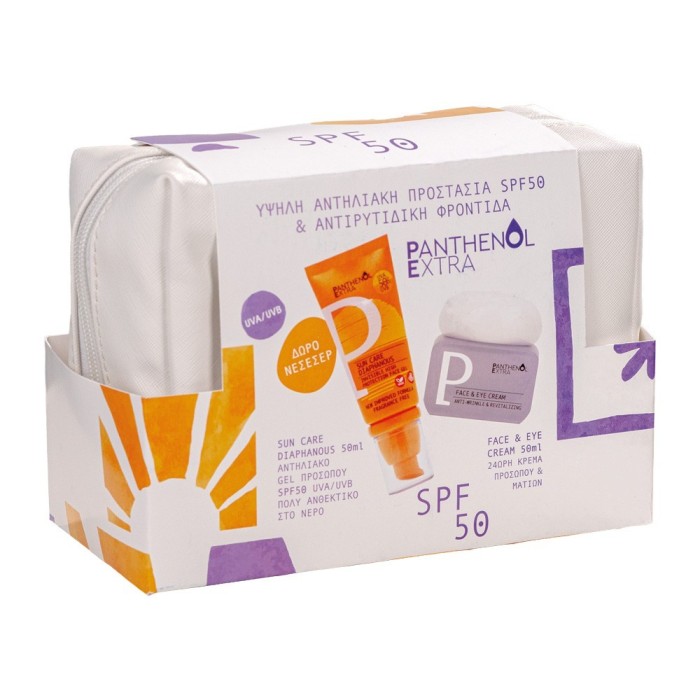 Panthenol Extra Promo Diaphanous Αντηλιακό Gel Προσώπου SPF50 50ml & Face & Eye Cream  Κρέμα Προσώπου & Ματιών 50ml & Νεσεσέρ