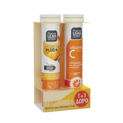 Pharmalead Promo Propolis Plus+ With Manuka Honey 20 αναβράζοντα δισκία & Vit C 1000mg 20 αναβράζοντα δισκία Πορτοκάλι