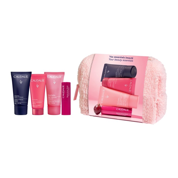 Caudalie Limited Edition Travel Pouch Promo – VinoHydra Cleansing Gel 30 ml, Deep Hydration Moisturizer 15 ml, Tinted Lip Balm 4,5 g, Density & Volume Shampoo 30 ml & Δώρο Νεσεσέρ