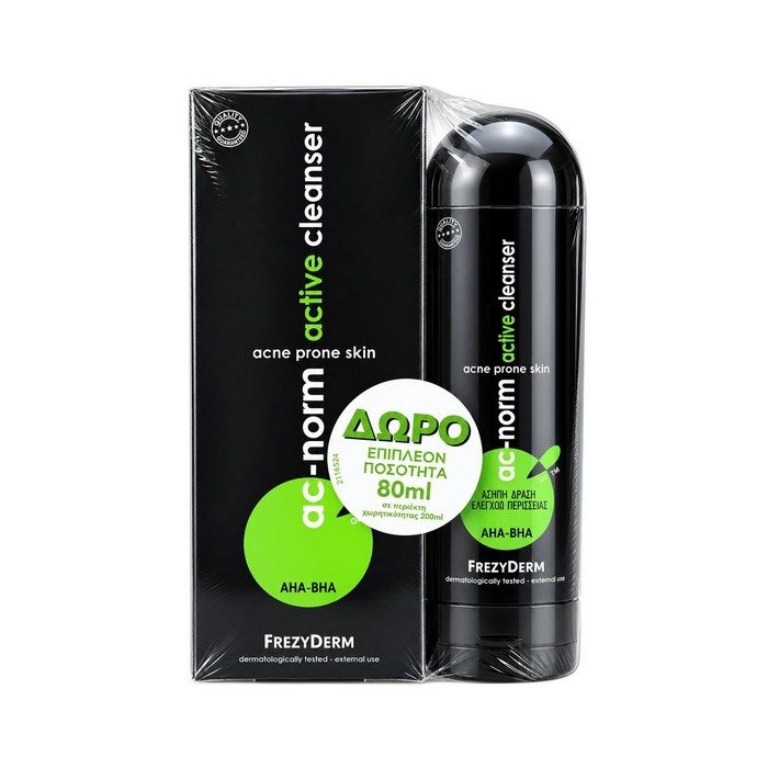 Frezyderm PROMO Ac-Norm Active Cleanser - Υγρό Καθαρισμού για την Ακμή 200ml +80ml  extra ΣΥΣΚΕΥΑΣΙΑ